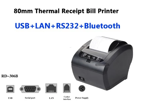 USB LAN Seires Blue Высокое качество 80 мм Термальный чековый принтер автоматический резак банкнот принтер wifi/Bluetooth/USB/LAN/RS232 кухонный Ресторан POS принтер - Цвет: USB LAN Seires Blue