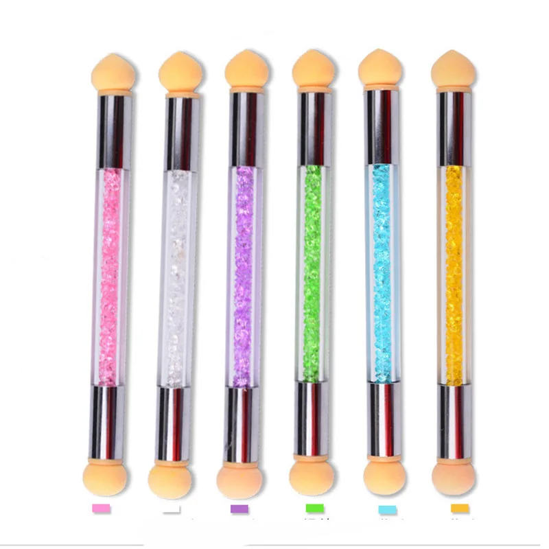 Двухсторонний дизайн ногтей градиентное затенение Раскрашивание Ручка Губка