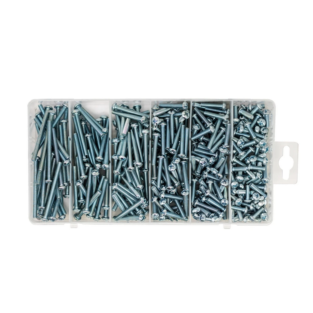 

Round Head machine screws set 370 pcs , Blue-white zinc for the home or workplace