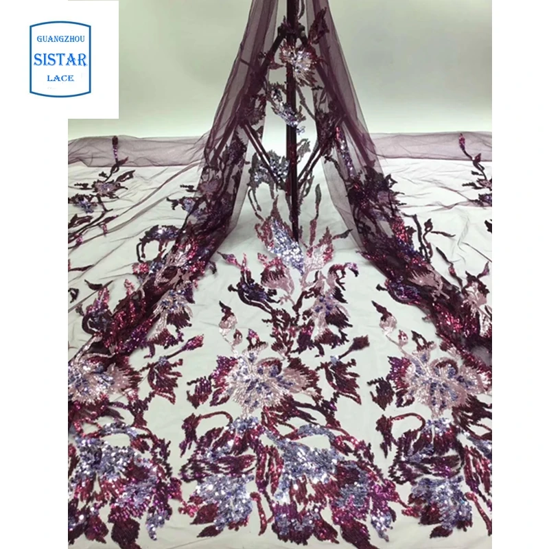 Бордовый нигерийский кружевной ткани 2020 Высокое качество Африканский