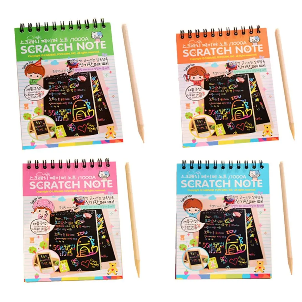 

Y031 Creative Color Diy Coil Scratch Picture Children's Graffiti Sketch Book Scratch Painting Picture Green