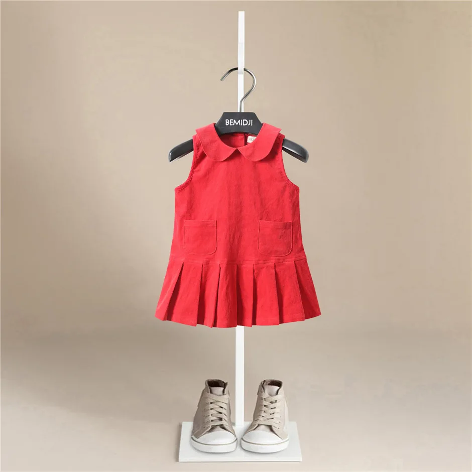 

Новинка, летнее модное платье для девочек, однотонное платье для маленьких девочек, милая детская одежда без рукавов, милая одежда, комбинез...