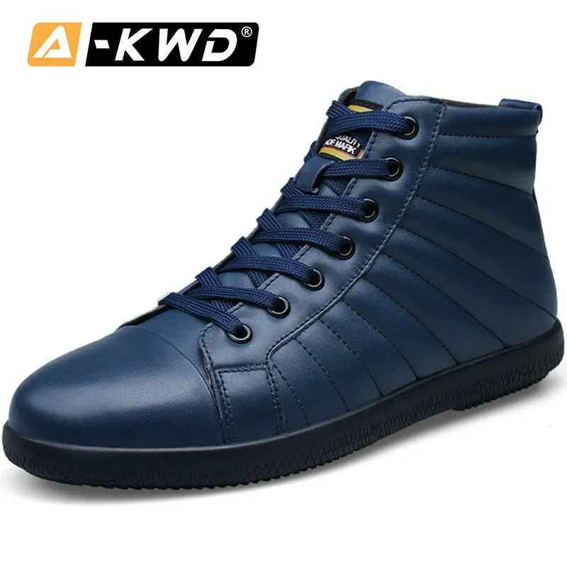 

Fashion Black Blue Men Snow Boots Men Winter Boots Winter Sneakers for Men Genuine Leather Men Boots Lace-up High Top Footwear