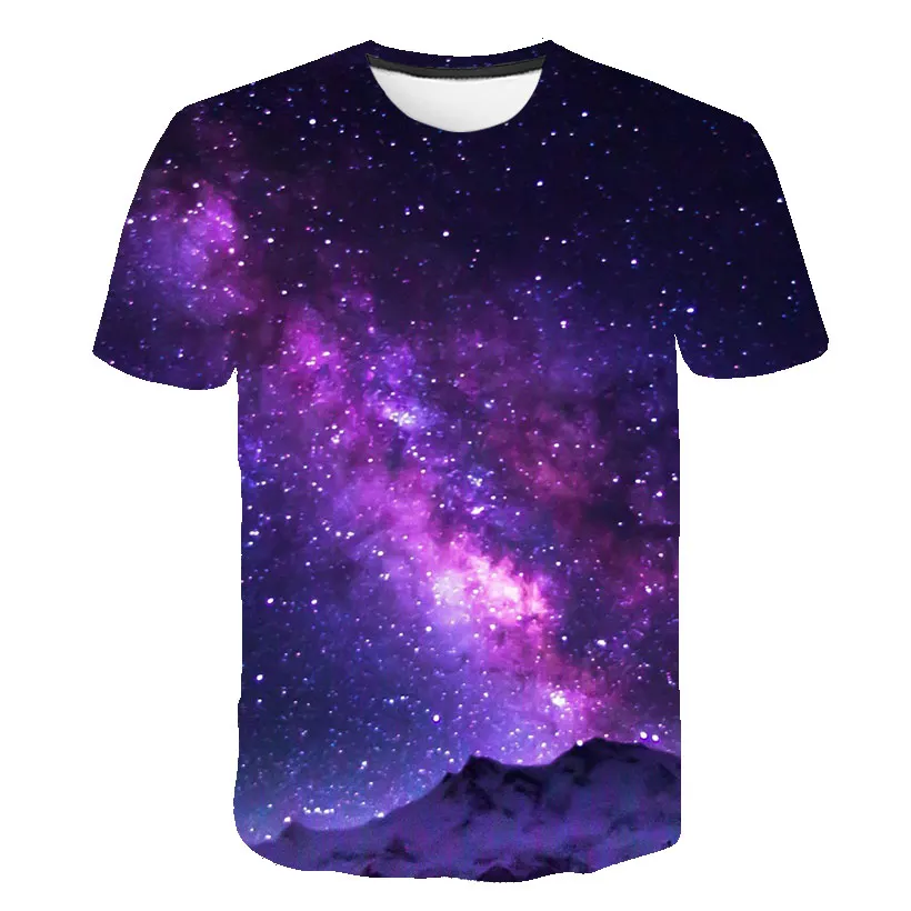 

2021Summer Purple t shirt Men Space 3d Printing T-Shirt Universe Short Sleeve Print Tshirts Funny Casual Tops O-Neck