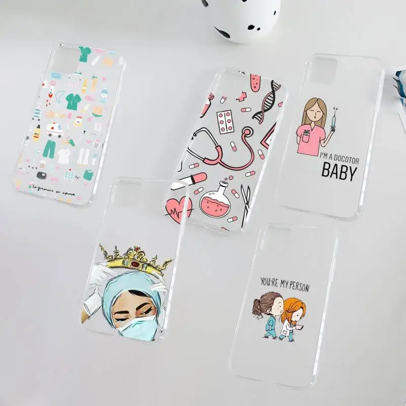 

Medicine Doctor Nurse Phone Case Clear Transparent for iPhone 11 12 mini pro XS MAX 8 7 6 6S Plus X 5S SE XR 2020