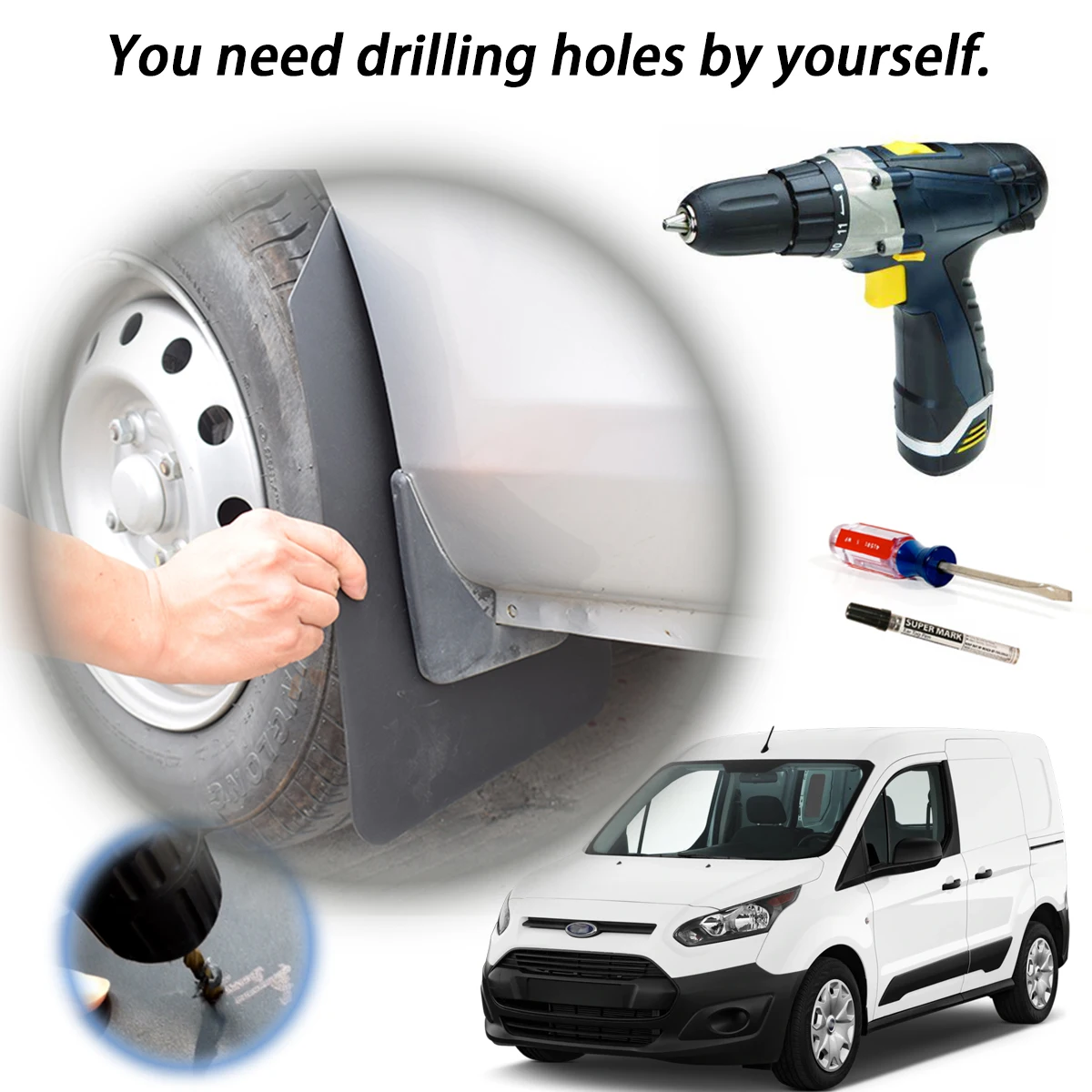 Широкий спортивный комплект брызговиков брызговики для Ford Transit Connect курьерская