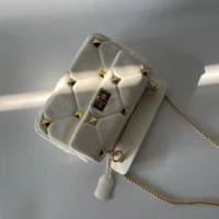 2021 new luxury designer brand summer womens bag rivet chain genuine leather cowskin belt handle clutches flap female handbag