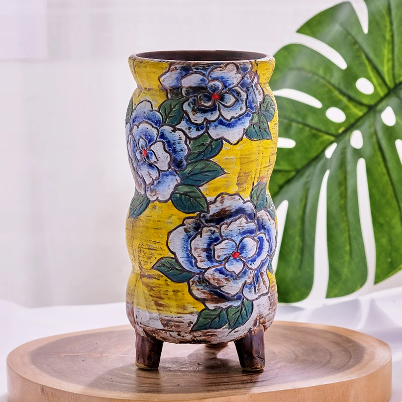 Горшок для растений-суккулентов большой раскрашенный керамический цветочный