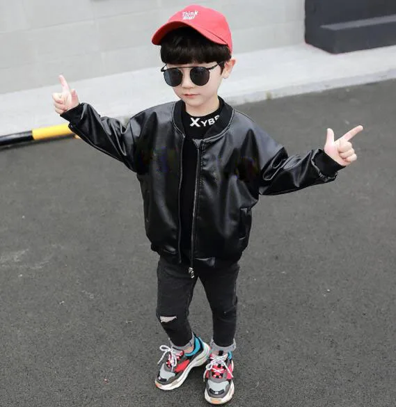 

New Kid's fashion solid color stand-up collar zipper jacket