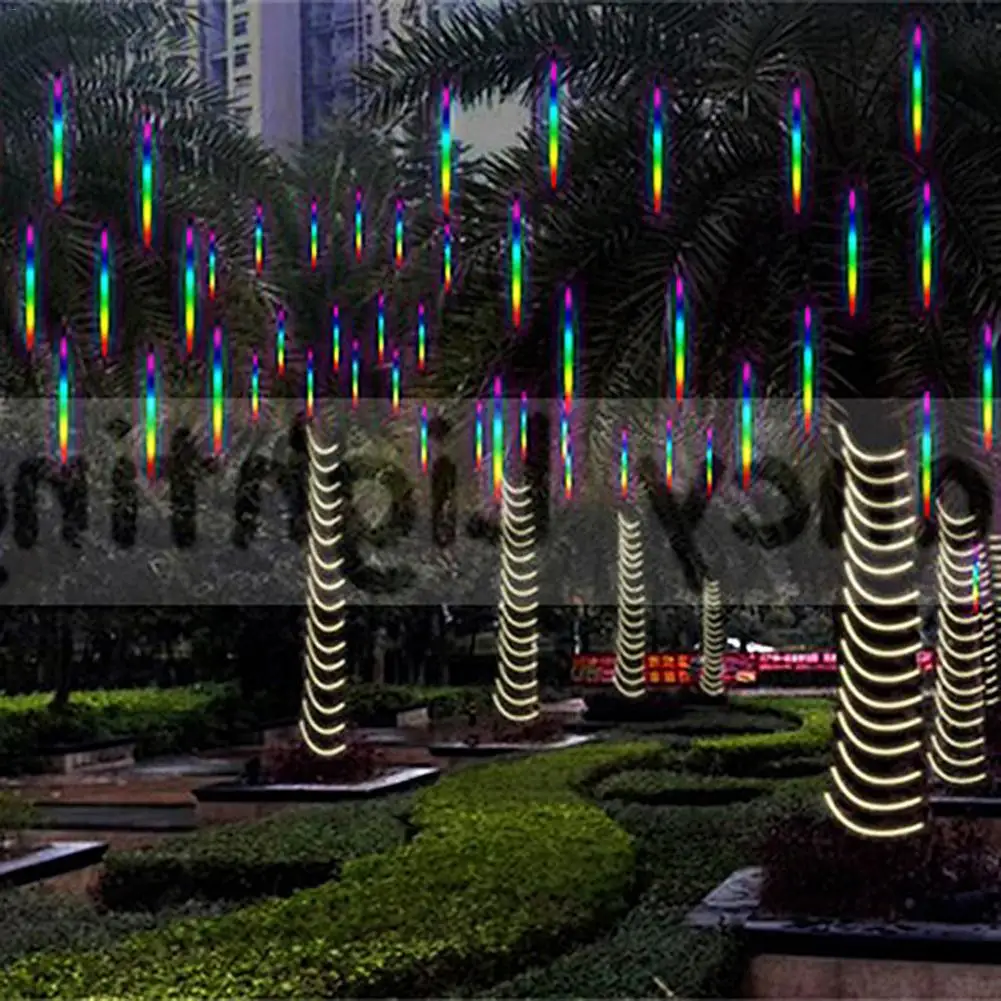 30 см напольный Метеоритный Дождь 8 трубок RGB 192LED светильник s водонепроницаемый садовый светильник для украшения рождества, свадьбы