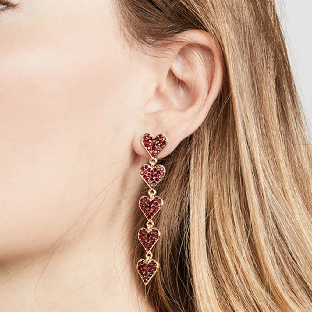 Женские серьги в форме сердца длинные серьги-кисточки стиле ретро Разноцветные