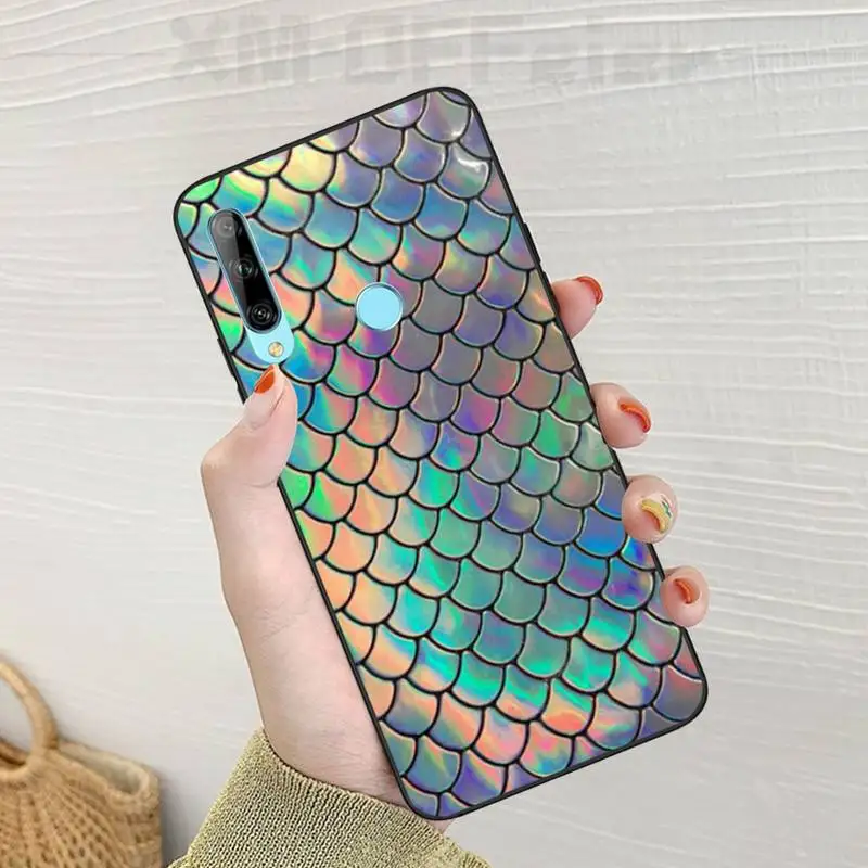 LJHYDFCNB Блестящий чешуйчатый чехол для телефона с изображением русалки и рыбы DIY