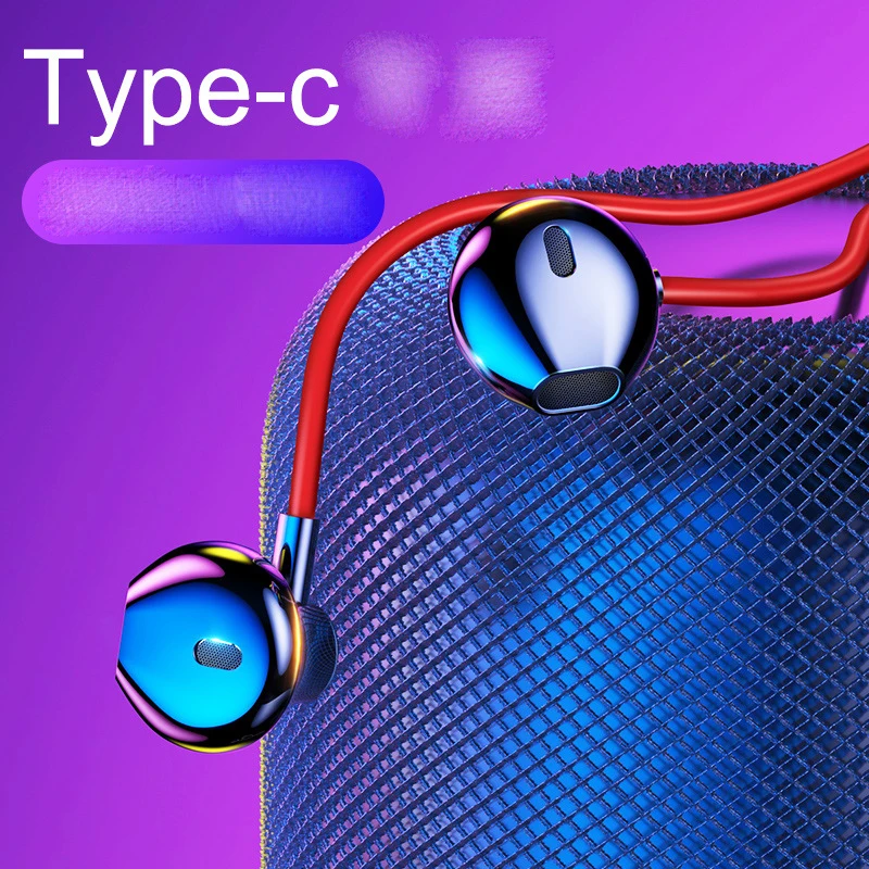 

Hight Quality for CafeleType-c Earphone in-ear Quad-core Subwoofer Gaming Headset Wire Control with Mic Headphone Metal Earplugs