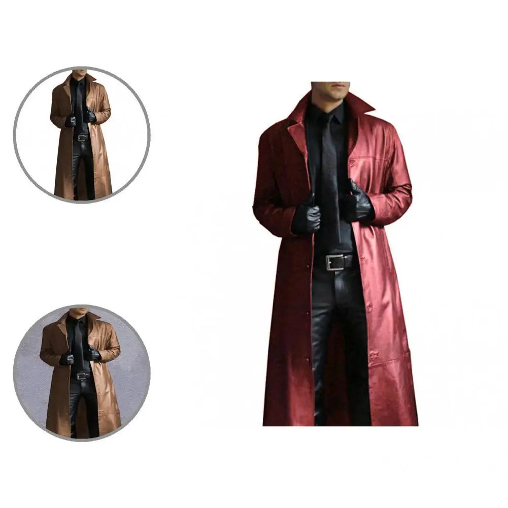 

Men Jacket Long Comfy Turndown Collar Long Sleeve Turndown Collar Punk Jacket Coat