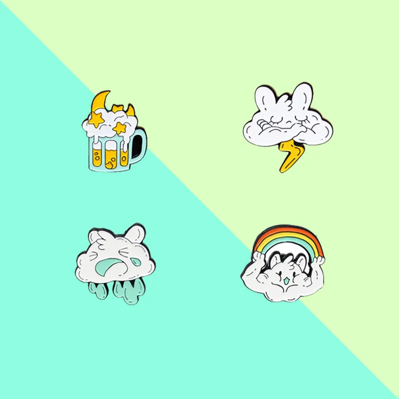 

Cute Cloud Baby Brooch Raise The Rainbow Brooch After The Rain Cloud Drunk Brooch Cloud Thunder Brooch Weather Change Brooch