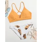 Купальник женский, пуш-ап, с цветочным принтом