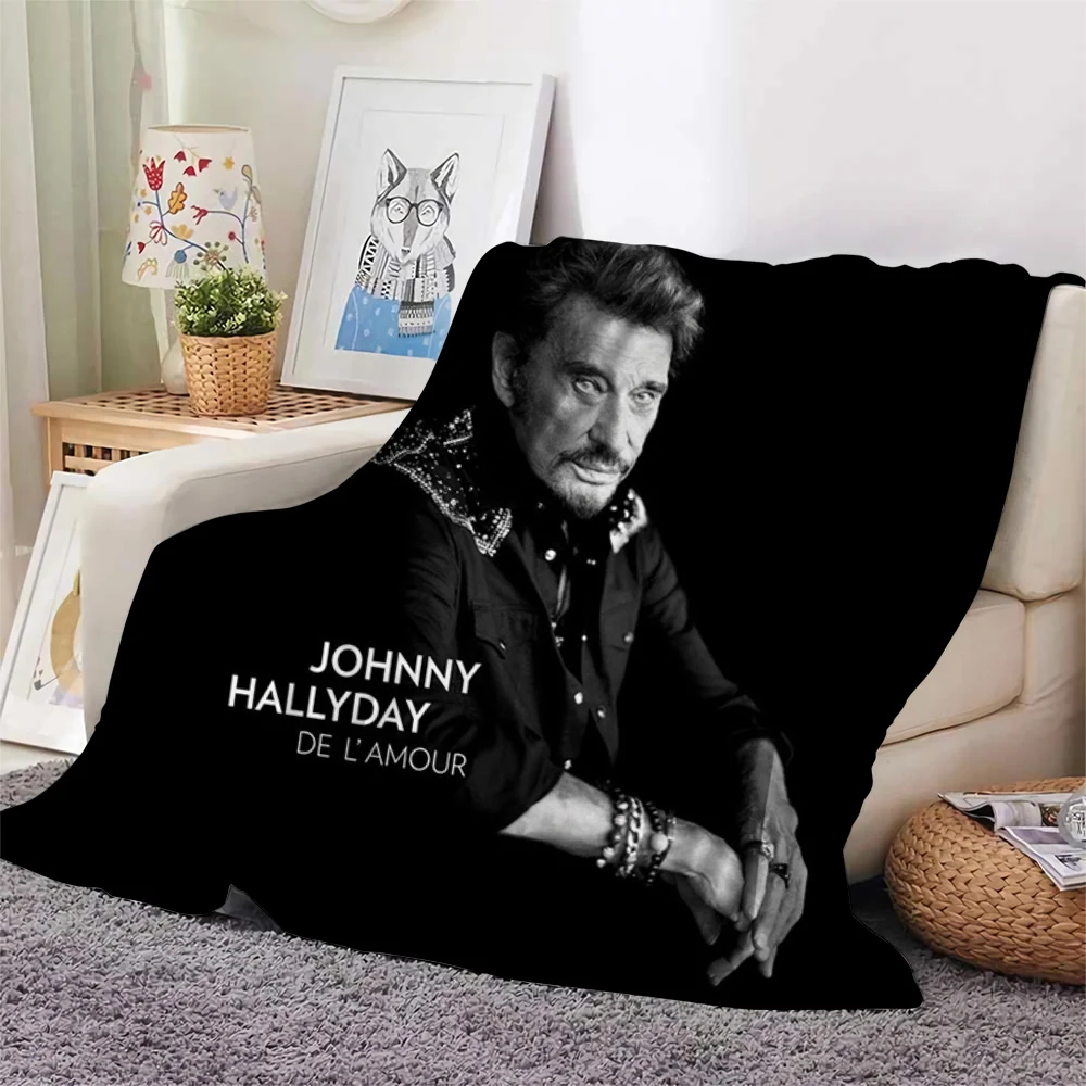 

CLOOCL Singer Johnny Hallyday Blanket 3D Print Flannel Blanket for Bedroom Office Throw Blanket Nap Office Blanket Drop Shipping