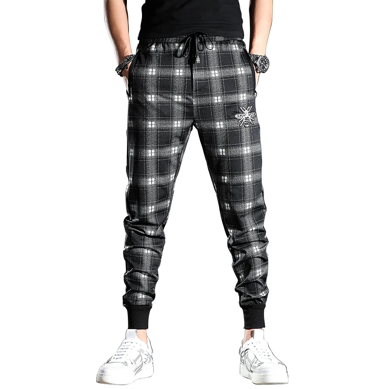 

Fashion Plaid Pants 2021 Summer Jogging England Style Joggers Men Trousers
