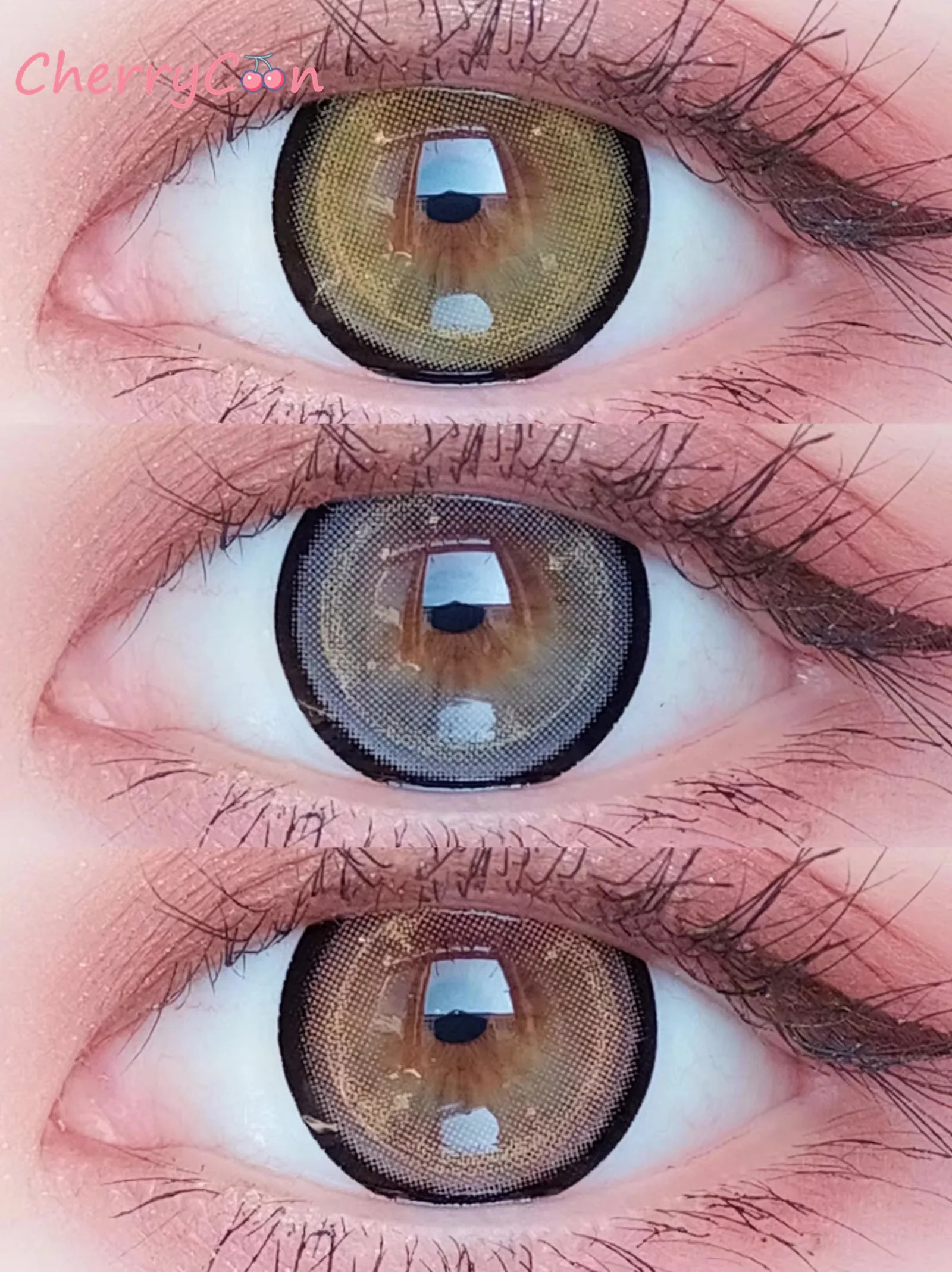 cherrycon burst beads natural brown contact lenses colored soft for eyes big beautiful pupil contact lens myopia prescription free global shipping