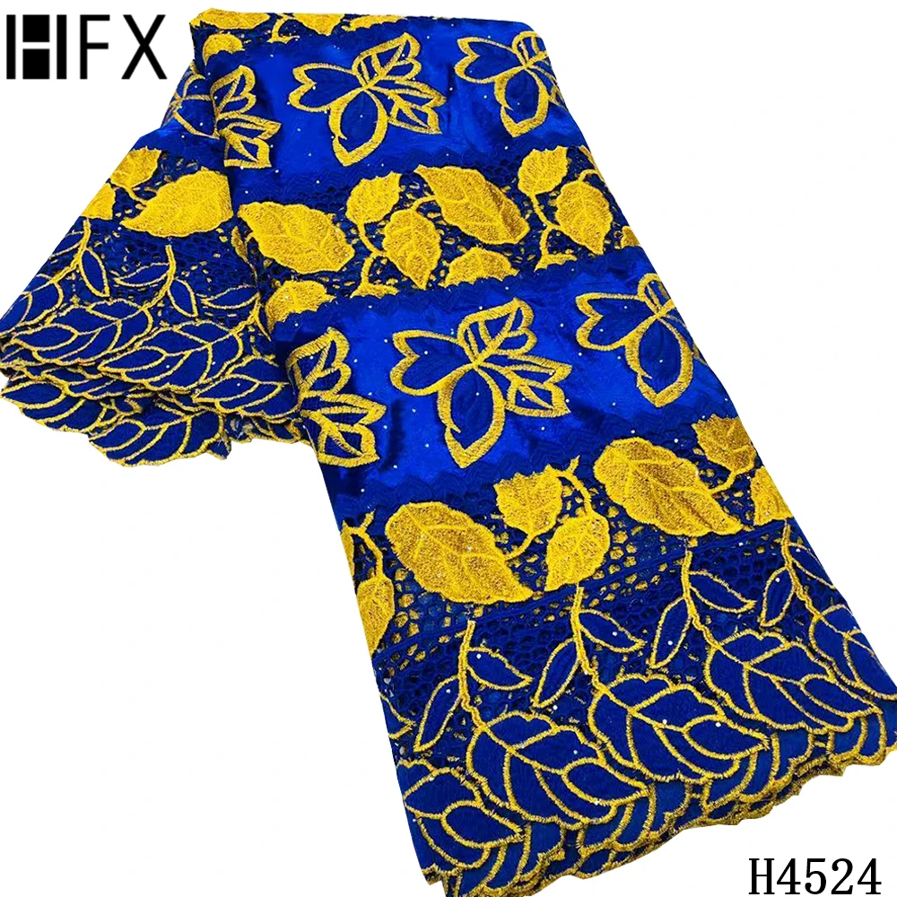 

HFX African Lace Fabric Elegant Velvet Guipure Lace Fabric High Quality Nigerian Cord purple Lace Fabric For Wedding dress H4524