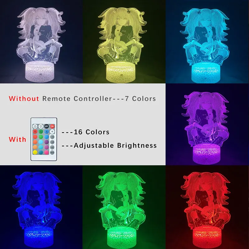 

3D Picture Lamp Anime LED Baby Night Light Danganronpa Enoshima Junko 7/16 Color Japanese Games Figure USB Smart Phone Control
