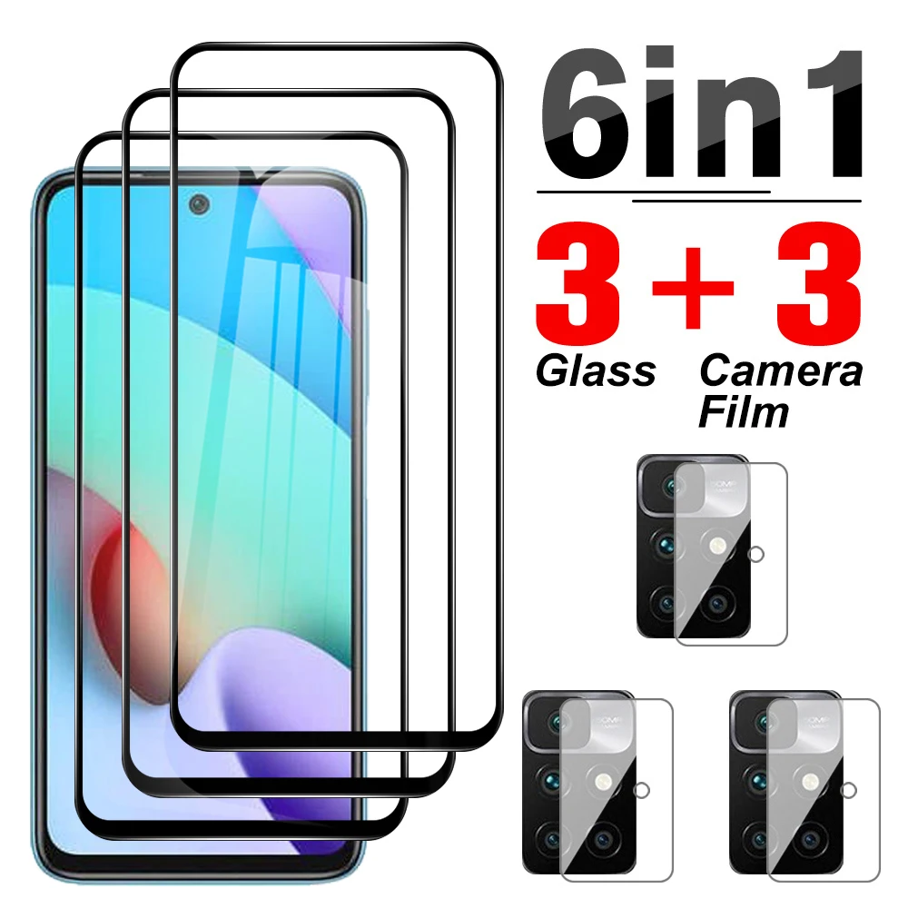 

Закаленное стекло 6 в 1 для Xiaomi Redmi 10, Защитная пленка для экрана Xiaomi Redmi 9, 9A, 9T, 9C, NFC, Защитная пленка для объектива камеры