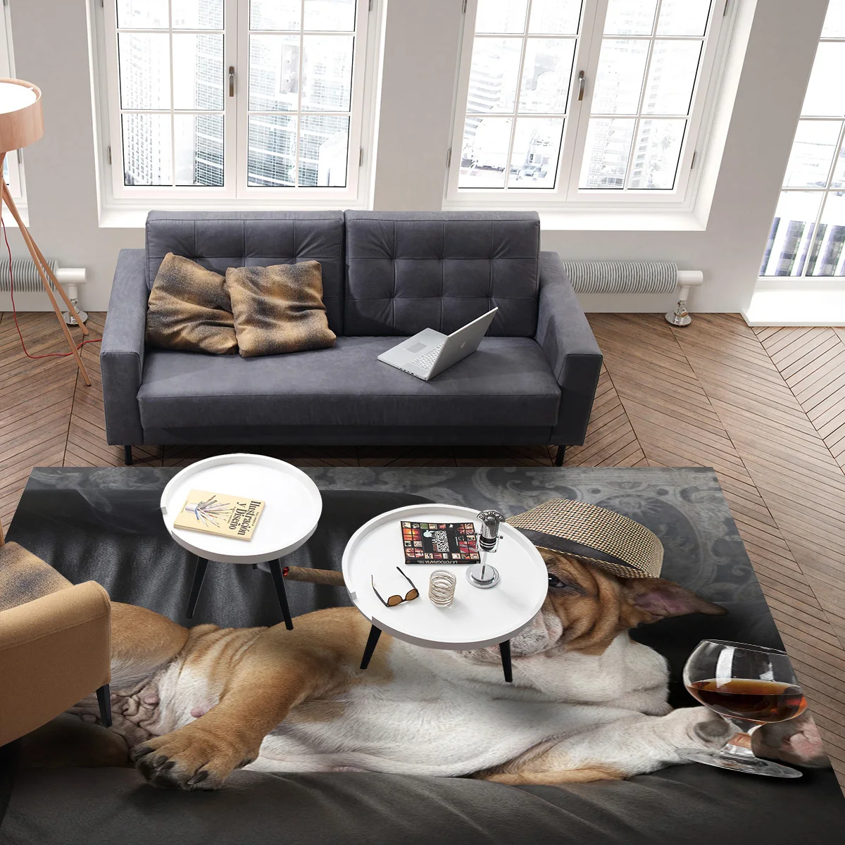 Курительная собака бульдог для отдыха диван ковры гостиной спальни зоны коврик