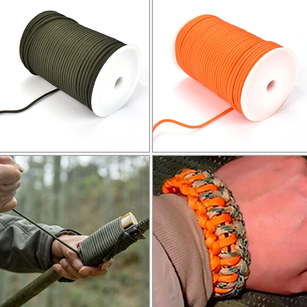 100m 7 strand 550 military paracord rope 4mm outdoor camping survival equipment parachute cord umbrella tent bundle safety rope free global shipping