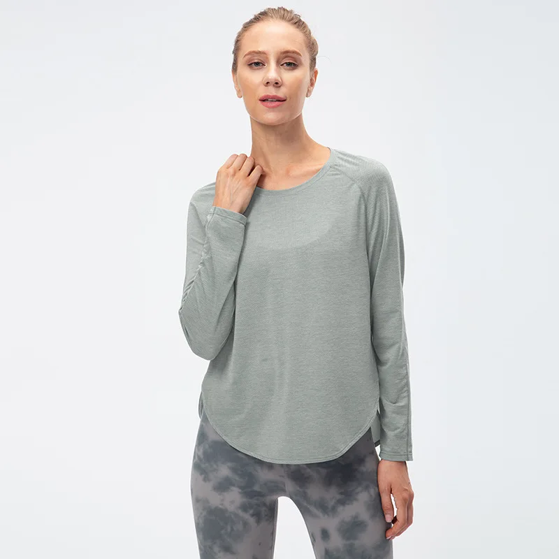 

Women's autumn and winter loose and thin running sports quick-drying breathable long-sleeved T-shirt Black