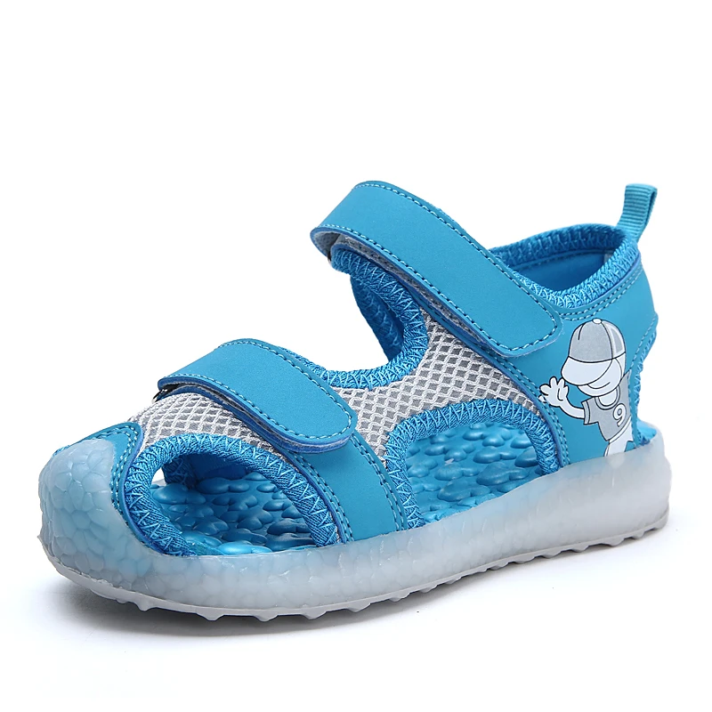 Сандалии детские зеленые с USB зарядкой легкие босоножки подсветкой удобная