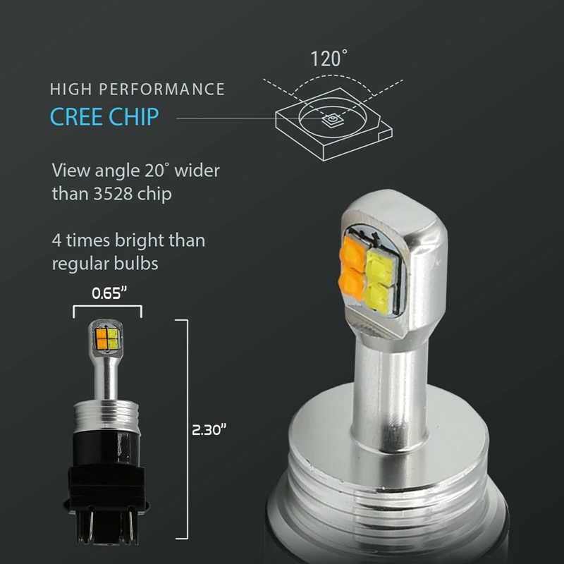 

White/Amber 3157 LED DRL Switchback Turn Signal Parking Light Bulbs Dual Color