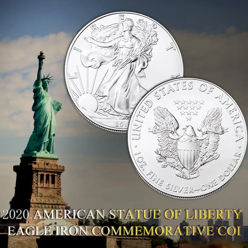 Американская Статуя Свободы монета с изображением орла серебряное покрытие