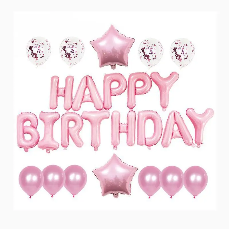 

Happy Birthday Aluminum Film Balloon Package Birthday Party Background Decoration Letter Set Aluminum Foil