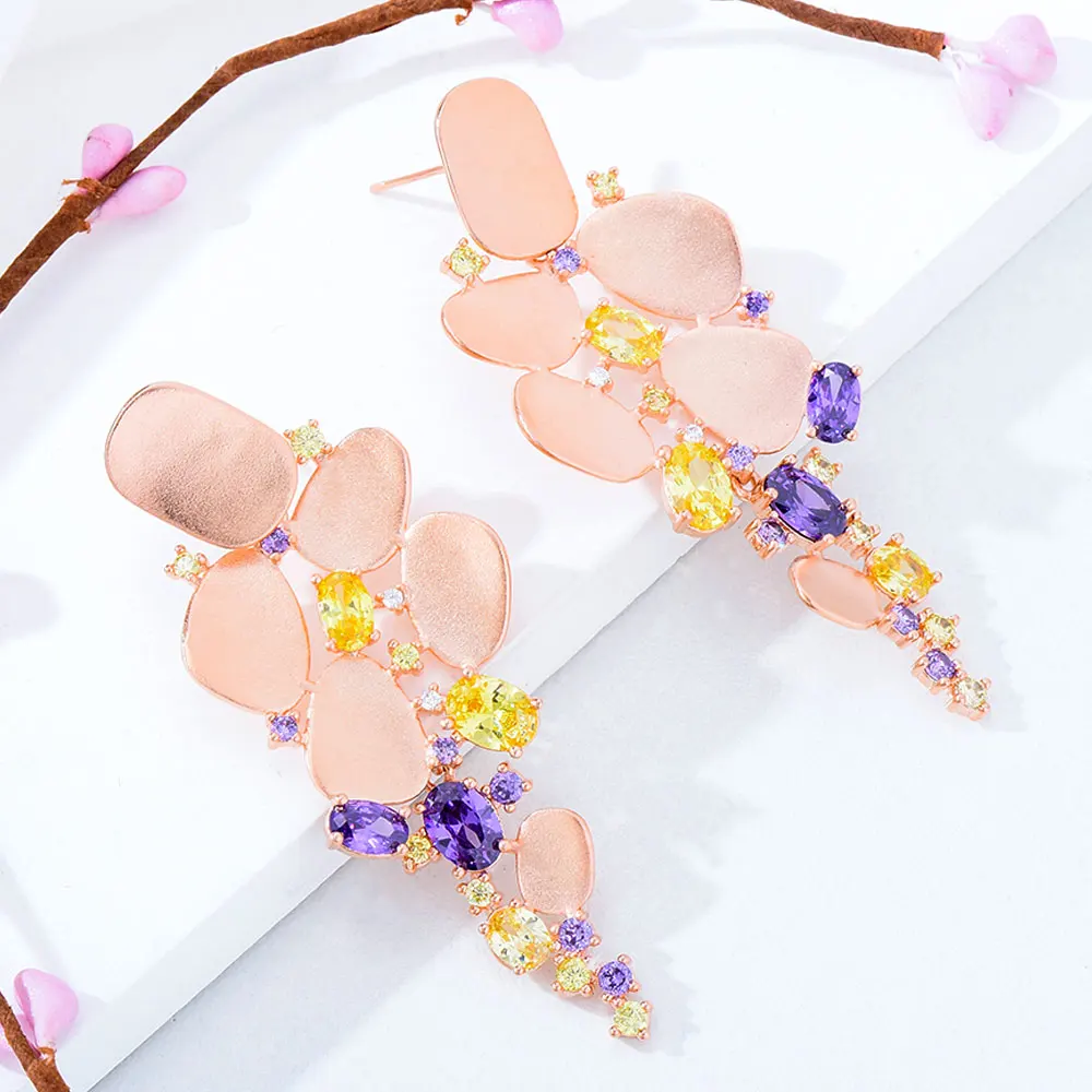 

GODKI Big AAAAA Cubic Zirconia Earrings For Women Lover Geometric Gold Round Heart Drop Dangle Earring Korean Statement Jewelry