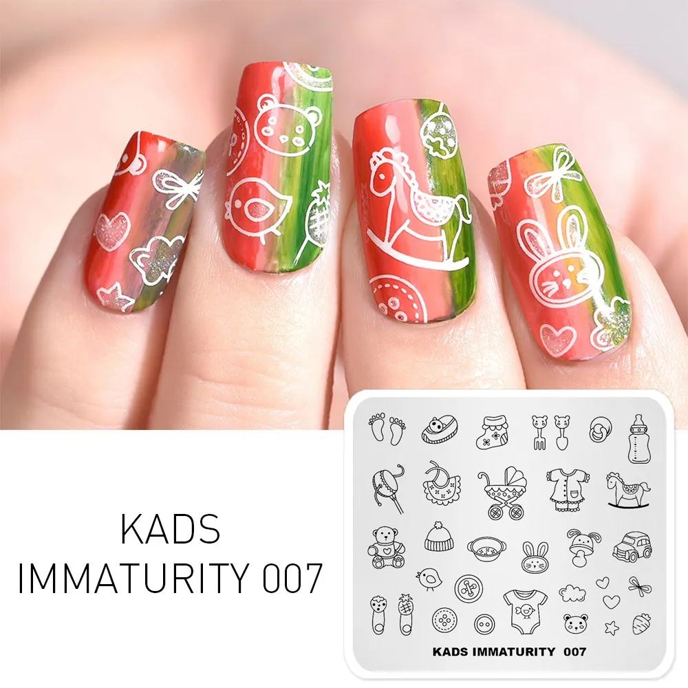Immaturity 007 KADS дизайн ногтей шаблон конструкции незрелость серии трафарет для маникюра пластины с узорами для ногтей шаблон для печати дизайн - Цвет: Immaturity 007