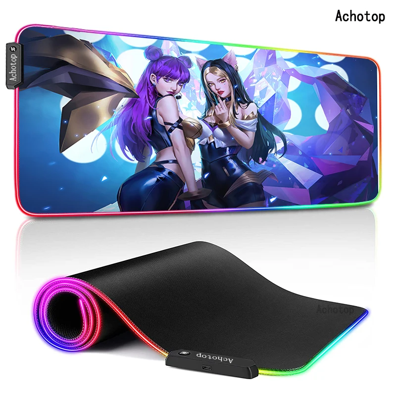 

RGB KDA girl 900X40 Cool компьютерный игровой коврик для мыши XXL большой резиновый коврик для мыши с фиксирующим краем для ноутбука, клавиатуры, коврик...