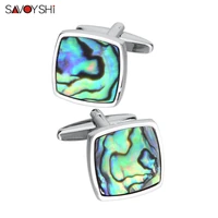 savoyshi luxury colorful shell stone cufflink for mens shirt cuff buttons high quality square cuff links wedding gift gemelos