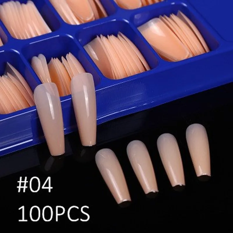 Накладные ногти 100 шт./кор. Длинные накладные для французского маникюра акриловые