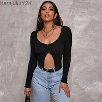 women%e2%80%99s casual long sleeved knit cardigan fashion solid color round neck slim fit ribbed buttons shirt female tops