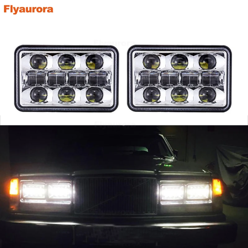 Светодиодный ные фары 4x6 дюймов для Kenworth прямоугольные Feightliner fld 120 112 Chevy K5 K10 K20 379 378