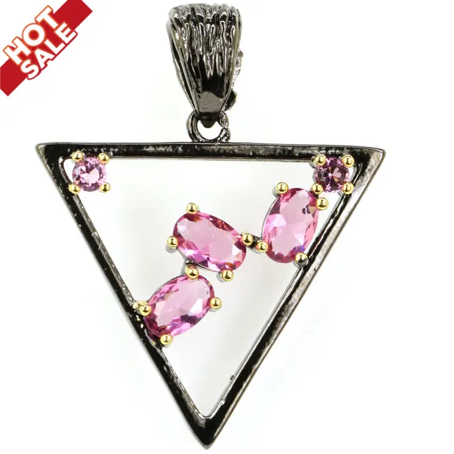 34x23 мм возвышенный античный тренгл в форме создан розовый турмалин подарок для