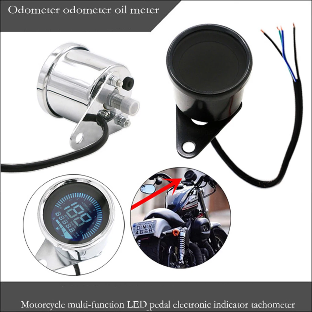 

2.6" Motorcycle Multi Function Retro Gauge Digital Tachometer Odometer Fuel Gauge Meter Universal For DC 12V Motorcycle