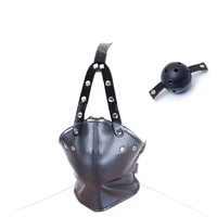 pu leather head harness neck corset bdsm bondage with hollow plastic mouth ball gag puppy adult game slave restraints sex toys