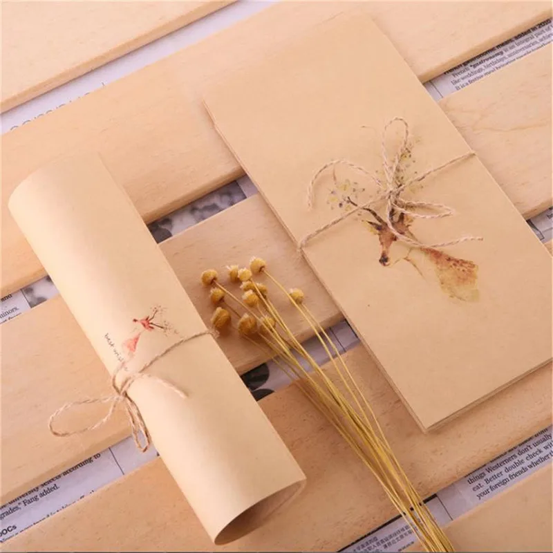 

20pcs Cardboard European Animal Elk Letter Paper Envelope Set Retro Kraft Paper Letter Envelope Set Festive Letter Envelope Set