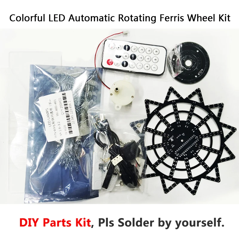 Colorful and cool animation LED electric rotating ferris wheel diy kit electronic components welding production parts | Электроника