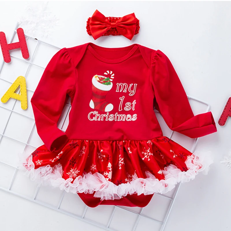 

2 Pieces Fancy New Year Christmas Baby Girl Carnival Santa Dress For Girls Holiday Children Clothing Party Tulle Kids Costume