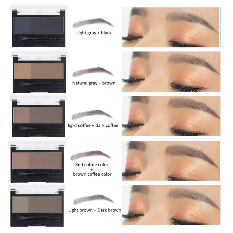 Тени для век макияж глаз 2 цвета водостойкая пудра бровей Палитра + штамп