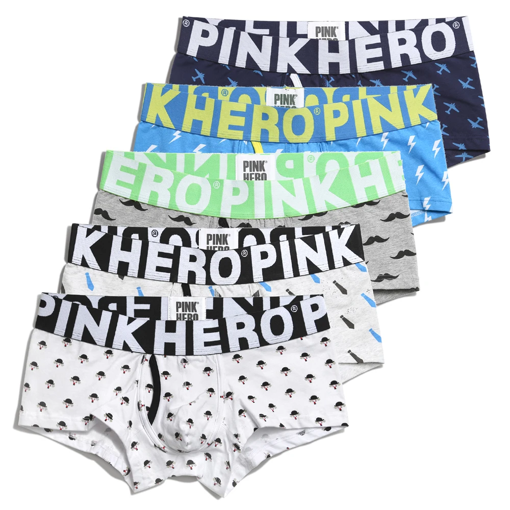 5 шт. Pink Heroes модное нижнее белье из хлопка, Для мужчин шорты-боксеры высокого качества Для мужчин трусы нижнее белье удобные так здорово - Цвет: As shown