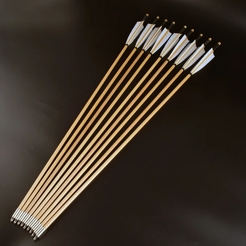 Стрельба из лука 31 дюймовая деревянная стрела ручной работы с настоящим белым