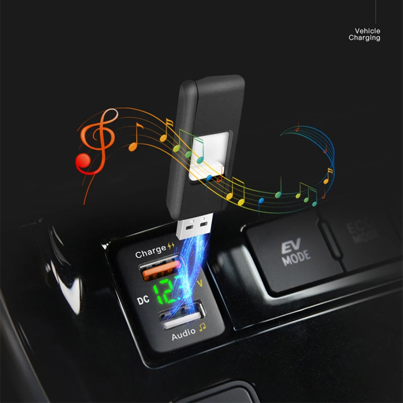 

Car Charger Type c QC3.0 Audio 12-24V Dual Port USB Car Charger With Voltmeter 5V Fast Car Charger For Toyota Corolla / Prado